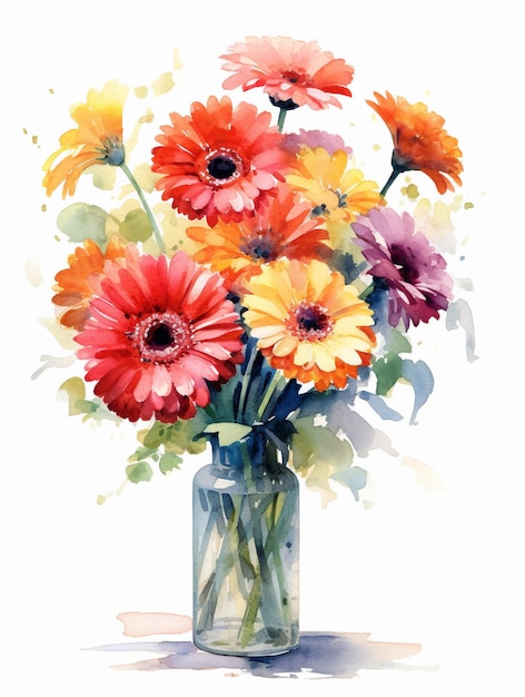 A painting of flowers in a vase