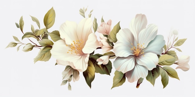 A painting of flowers on a white background Generative AI image Decorative clipart