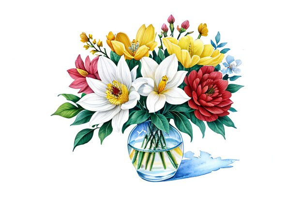 Photo a painting of flowers on a white background