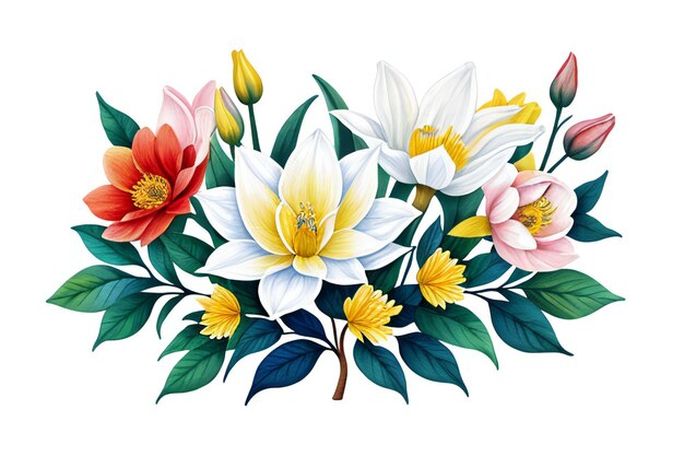 A painting of flowers on a white background