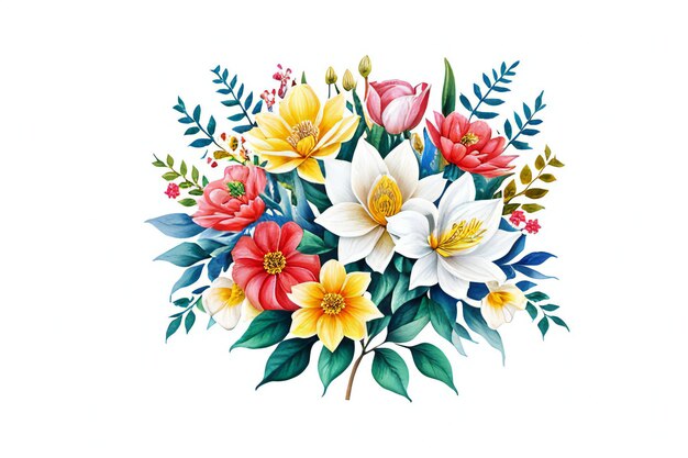 Photo a painting of flowers on a white background