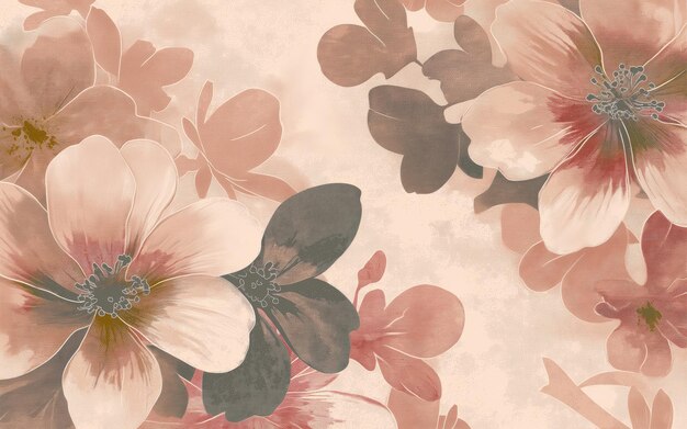 Photo a painting of flowers with a pink background