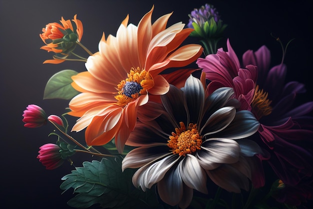 A painting of flowers with the word flower on it