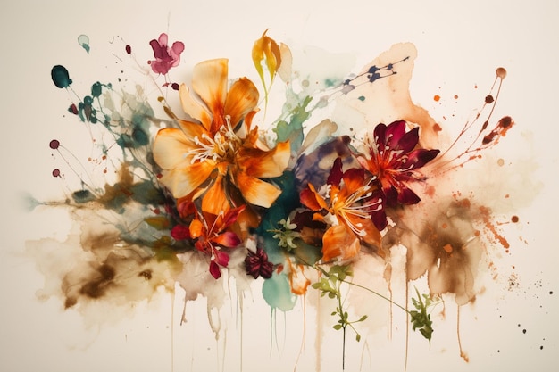 A painting of flowers with the word flower on it