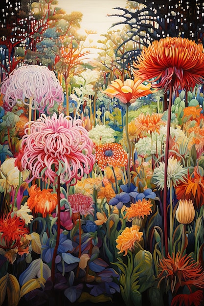 a painting of flowers with the word  flowers  on the bottom