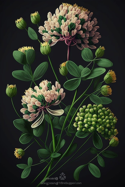 A painting of flowers with the word irish on it