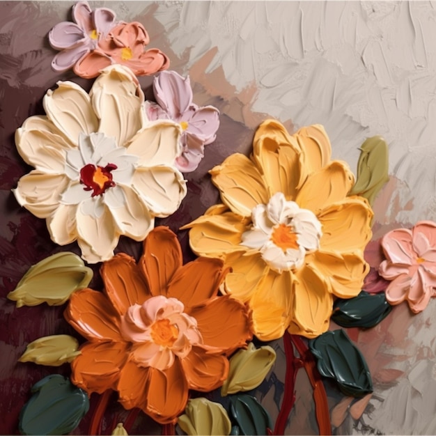 A painting of flowers with the word " on it "