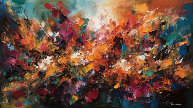 A painting of flowers with the word love on it