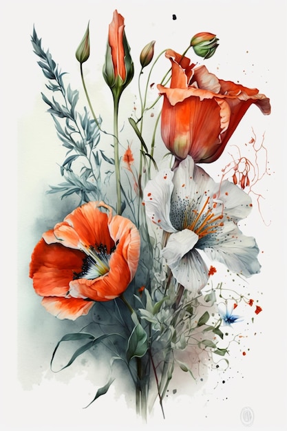 Картина цветов со словом мак на ней