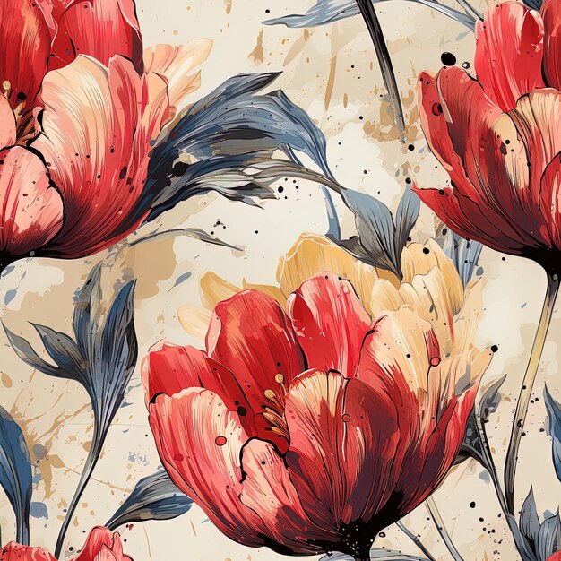 a painting of flowers with the word spring on it