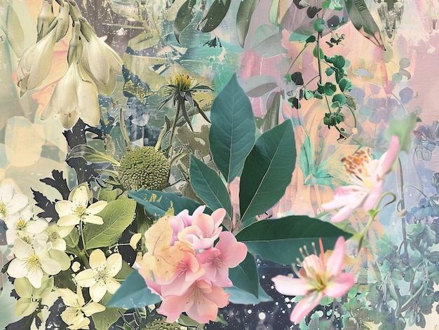 a painting of flowers with the word quot spring quot on it