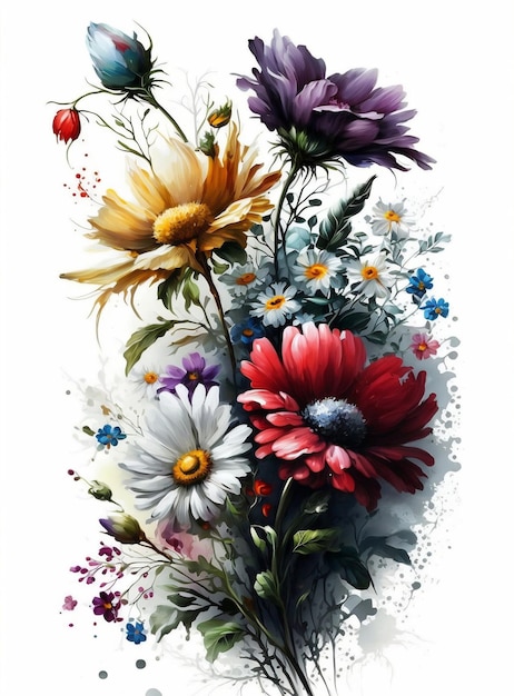 A painting of flowers with the word spring on it