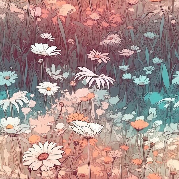 a painting of flowers with the words  daisies  on the bottom