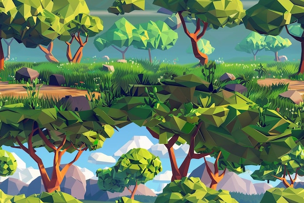 a painting of a forest with a bear in it