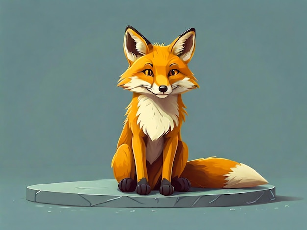 a painting of a fox with a black nose and a white stripe on its face