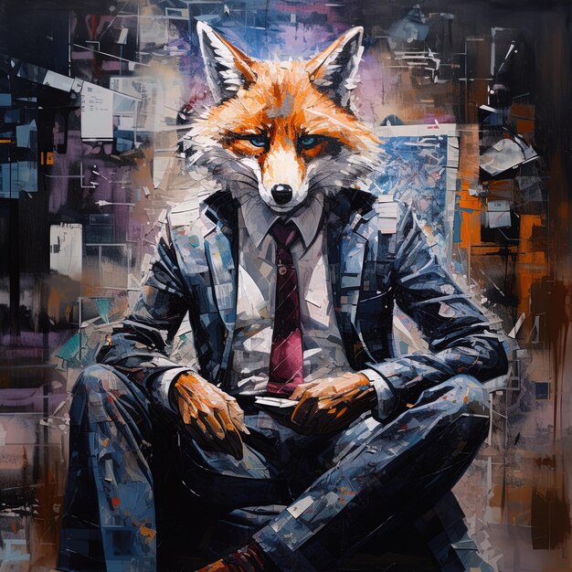 a painting of a fox with a shirt that says fox
