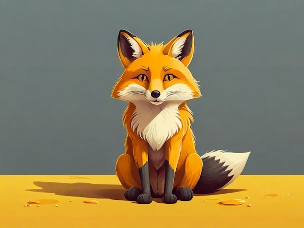 Photo a painting of a fox with a white chest and a black tail