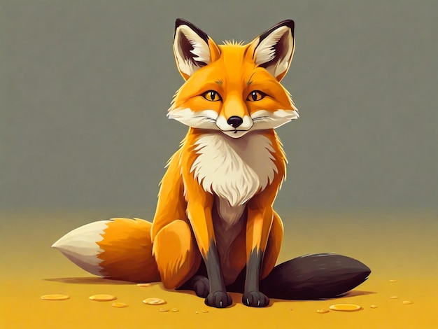 a painting of a fox with a white stripe on its face