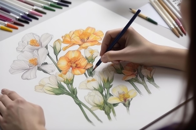 Painting freesias nature Generate Ai