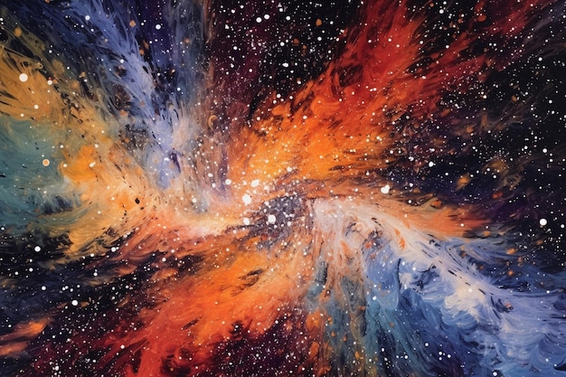 A painting of a galaxy with the word star in the center