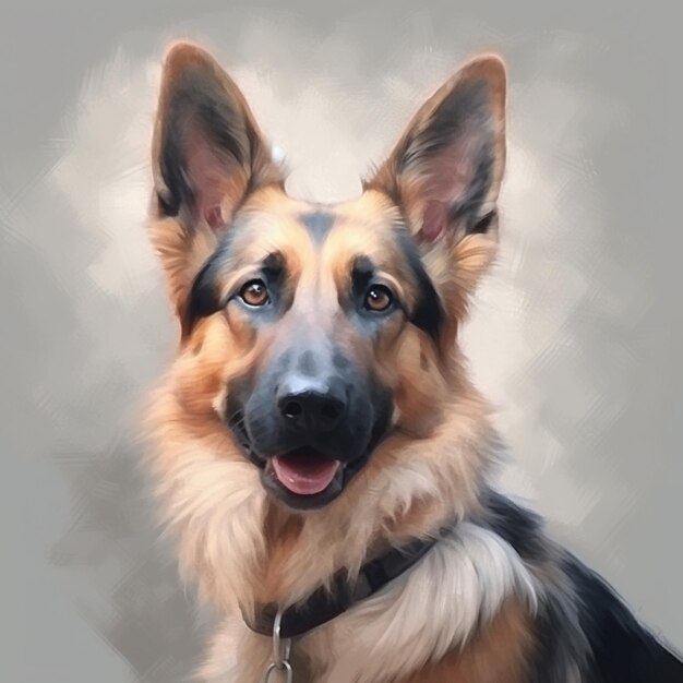 painting of a german shepherd dog with a collar and collar generative ai