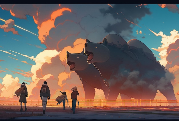 A painting of a giant bear with the word bear on it