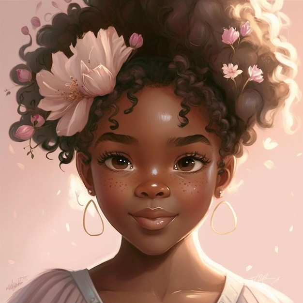 a painting of a girl with flowers in her hair generative ai