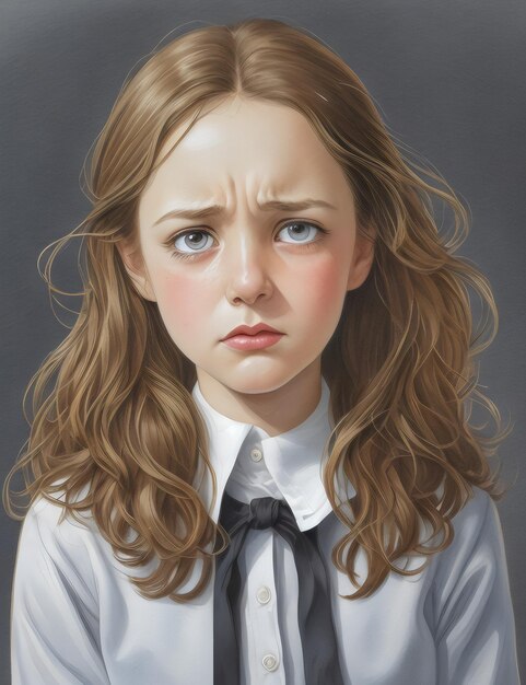 Photo a painting of a girl with long hair and a shirt