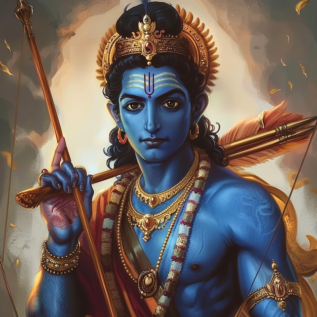 a painting of a god with a sword in his hand