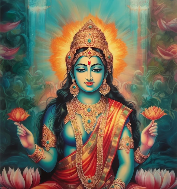 Painting of Goddess laxmi generative AI