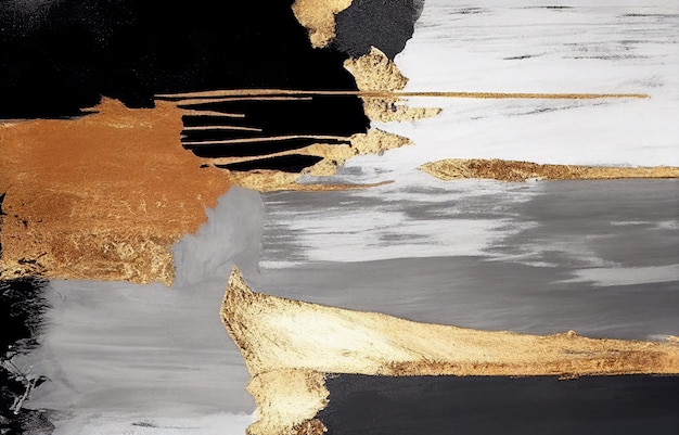 A painting of gold and black with a white background.