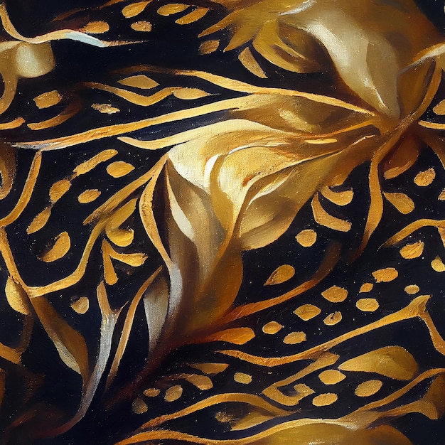 A painting of gold leaves with the number 3 on it