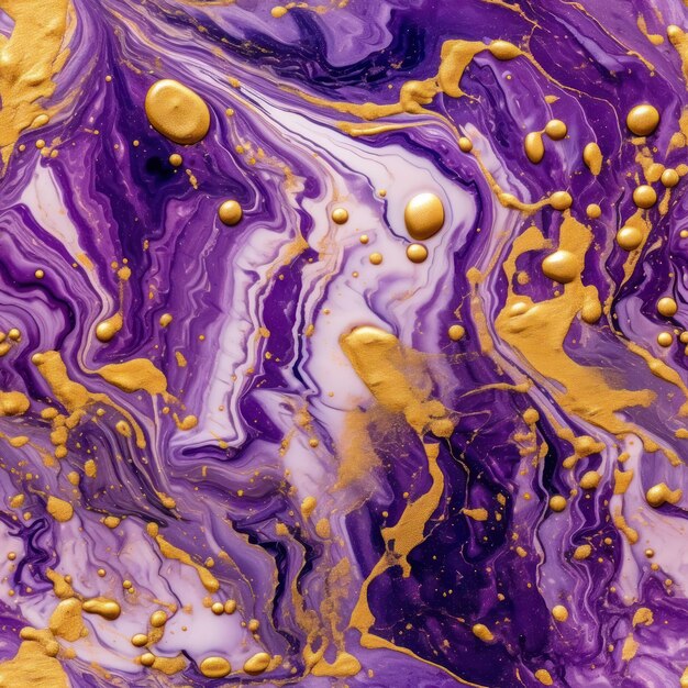 A painting of gold and purple paint with gold paint on it