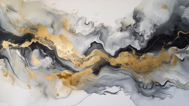 A painting of gold and silver paint.