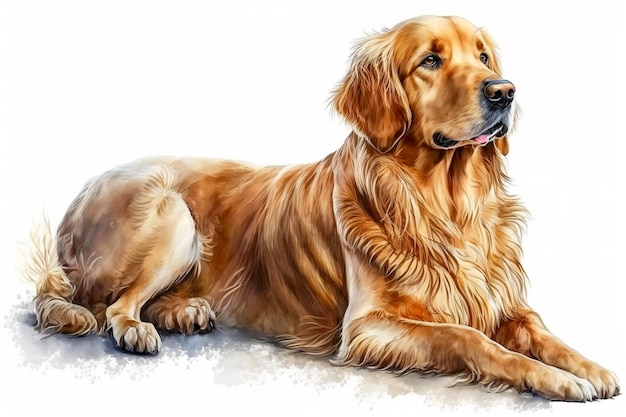 A painting of a golden retriever dog