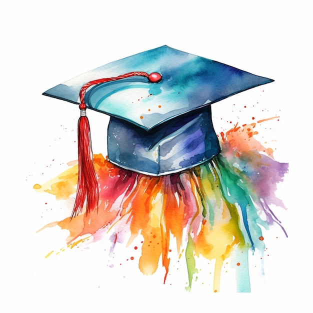 Painting of a graduation cap with a tassel on top of it generative ai