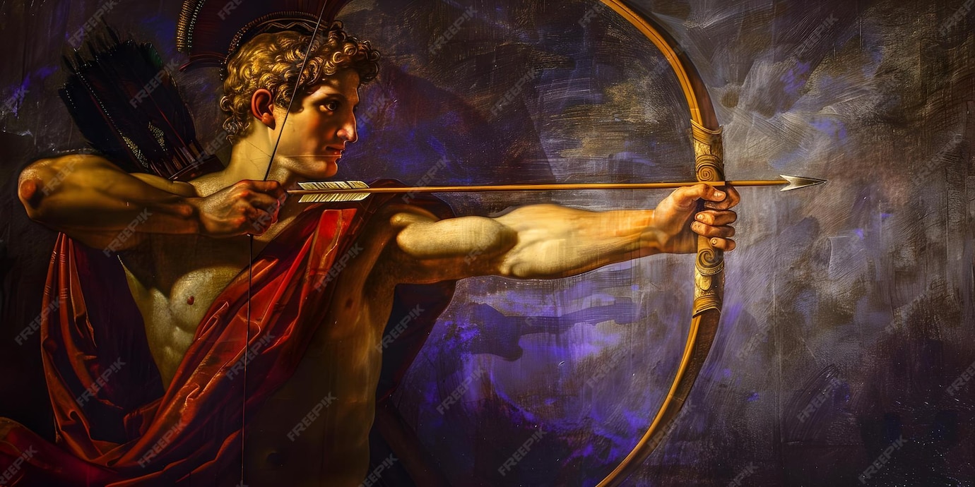 Premium Photo | A painting of the Greek god Apollo known for archery ...