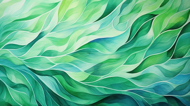 a painting of a green and blue abstract background.