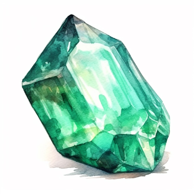 A painting of a green diamond on a white surface generative ai