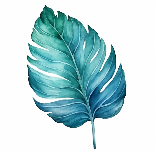 A painting of a green leaf on a white background generative ai