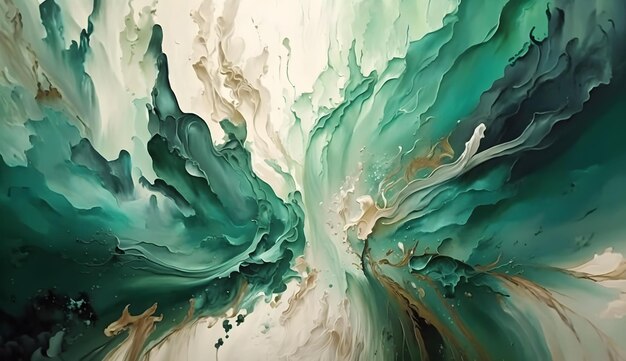 Painting of a green and white texture background