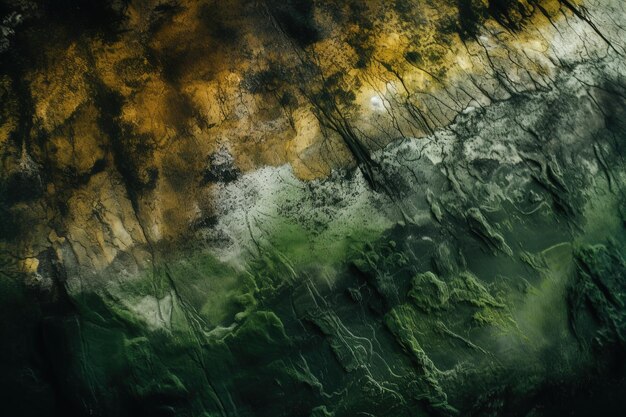 a painting of a green and yellow abstract background