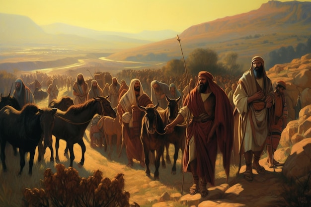 A painting of a group of men with the words " the wise men " on the left.