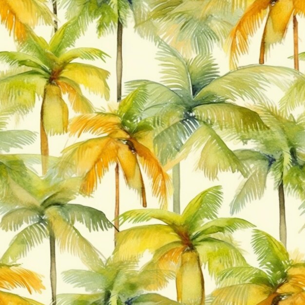 a painting of a group of palm trees on a white background generative ai