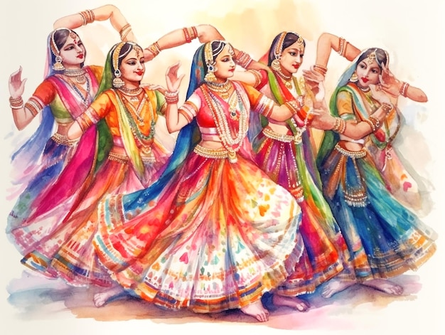 A painting of a group of women dancing