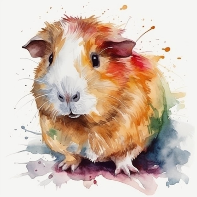 A painting of a guinea is sitting on a white surface generative ai