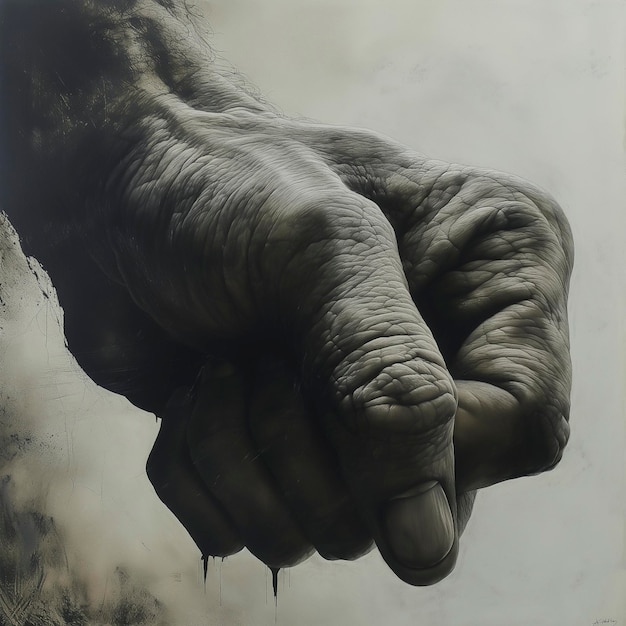Painting of a hand holding a piece of food Hand Stock Photos