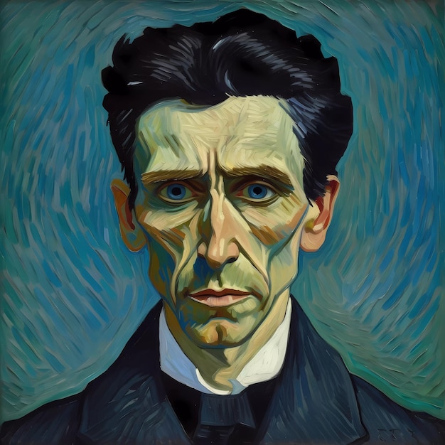 Photo a painting of a handsome man in van gogh style