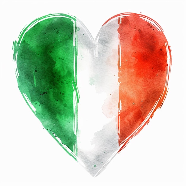 Foto pittura di un cuore con i colori dell'italia e della bandiera italiana generative ai