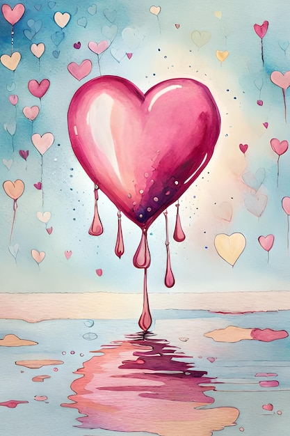 A painting of a heart with the word love on it